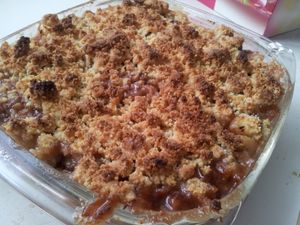 Crumble végétalien pommes-poires-choco