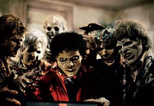 Michael Jackson in zombie mode. Photo excerpted from Michael Jackson: The Making of “Thriller”/Four Days/1983, by Douglas Kirkland