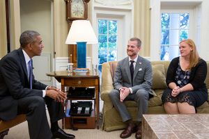Obama, le Dr Brandly et sa femme dans le bureau ovale de la maison blanche, 16 septembre 2014