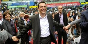 Photo : Alexis Tsipras, lors d’un meeting de Syriza.