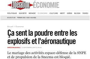 AZF : quand Libé parlait d’odeur de poudre liée à un projet de fusion d’activités SNPE / Snecma (Blog Finance)