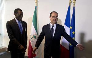Teodoro Obiang, président de Guinée-Équatoriale, et François Hollande, le 23 septembre 2014, à New York. © Reuters