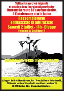 #Dieppe#Antiracisme#rassemblement ce 2 juillet à Dieppe à 14h00 à la Fontaine, près de l’office de tourisme.