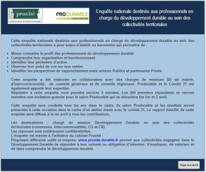 Proxité Durable lance une enquête nationale à destination des chargés de mission DD