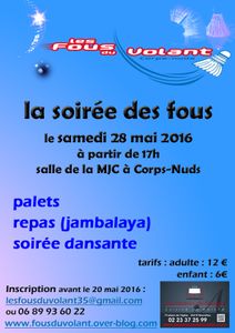 Soirée du club le 28 mai 2016