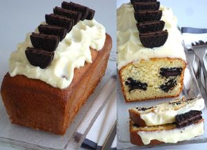 Gâteau vanille avec chocolat oreo, fourré de crème de noix de coco
