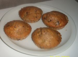 muffins au lait croquant au m&ms et ses morceaux de banane