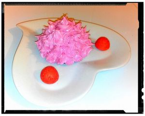 moelleux à l' abricot et coeur de fraise