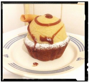 bombe glacée nougat coeur coulant caramel