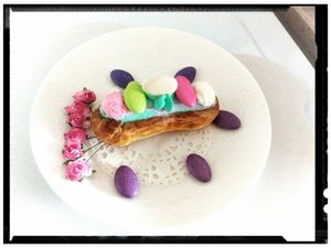 éclaire aux dragées en chocolat