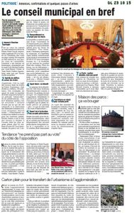 Le conseil municipal du 21 octobre vu par la presse