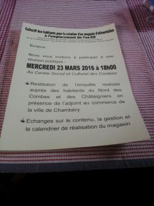 POUR LA CREATION D'UN MAGASIN D'ALIMENTATION AU NORD DU QUARTIER POPULAIRE DES COMBES