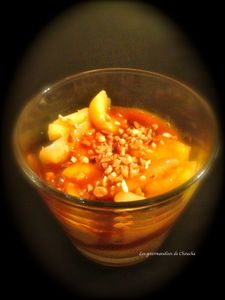 Dessert rapide : pommes, poires fondues, caramel beurre salé et sa nougatine