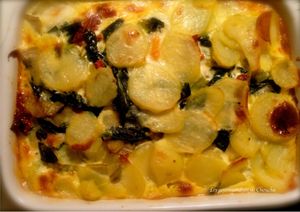 Gratin de blettes et poireaux au chèvre et tomates séchées