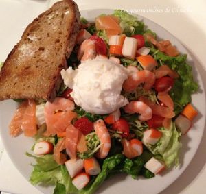 salade océane, son sorbet citron et sa tartine de pain Poilâne