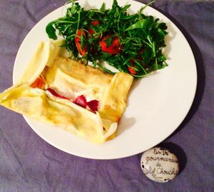 Chandeleur salée : chèvre magret abricot moelleux / sauce tomate mozza chèvre basilic