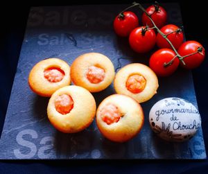 Financiers veggie : féta, tomate cerise et basilic