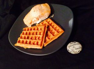 Pavé de saumon et ses gaufres de légumes