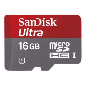 Offre éclair 25/04 : Carte mémoire Sandisk Ultra microSDHC UHS-I classe 10 16 Go avec adaptateur (android)