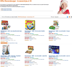 Offre Ravensburger : le second jeu à 1€