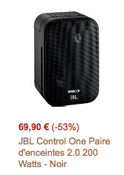 Promotion : JBL Control One Paire d'enceintes 2.0 200 Watts