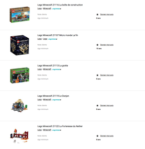 Gamme lego Minecraft dispo à la Fnac au meilleur prix