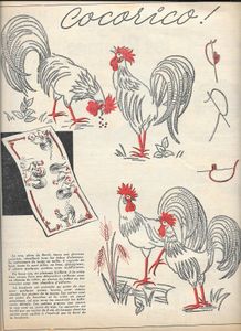 Broderie main : des coqs