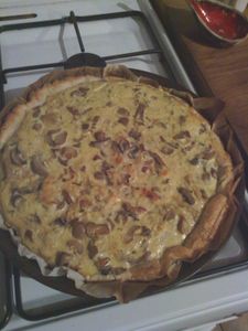 Tarte aux oignons et champignons