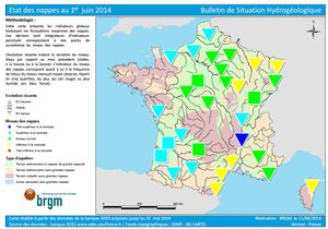 Carte de France des nappes phréatiques juin 2014