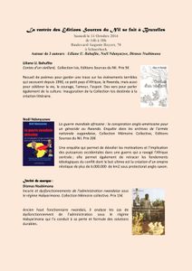 La rentrée des Editions Sources du Nil se fait à Bruxelles Samedi le 11 octobre 2014