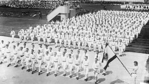 L'inauguration du stade olympique de Berlin le 8 juin 1913 devant être dédié aux Jeux olympiques d'été de 1916.