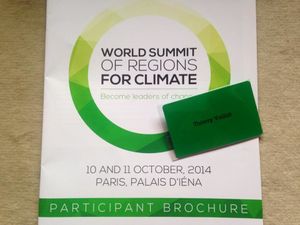 Participation du Cabinet Thierry Vallat au Sommet Mondial du R20 pour le climat (Paris 10 et 11 oct 2014)