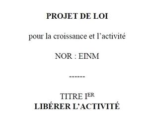 Projet de loi Macron"Croissance et activité": la version transmise au Conseil d'Etat