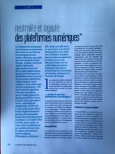 Notre article "Neutralité et loyauté des plateformes numériques" à découvrir dans Archimag de septembre 2015