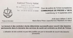CDD successifs: La CJUE condamne le recours à des contrats à durée déterminée successifs pour couvrir des besoins permanents dans le domaine des services de santé