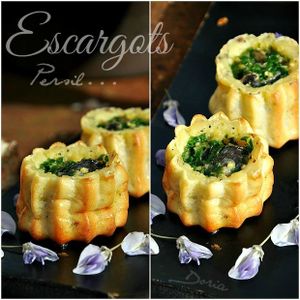 Bouchées aux céréales et Roquefort, escargots
