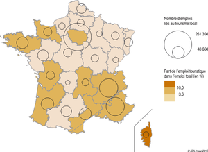 Champ : emploi directement lié à la présence de touristes sur le territoire. Source : Insee, estimation de l’emploi touristique d’après DADS 2011, Acoss 2011