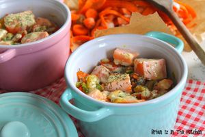 Blanquette de Saumon au Roquefort et Petits Légumes