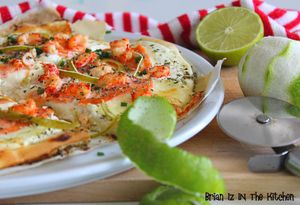 Pizza Saumon, Écrevisses et Citron Vert