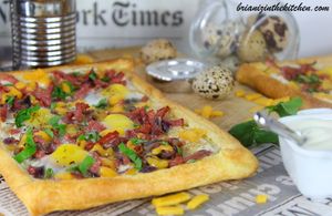 Tarte Feuilletée Bacon, Cheddar & Oeufs de Caille