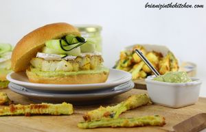 Burger Cabillaud, Mayonnaise à l'Avocat, Courgettes & Chèvre