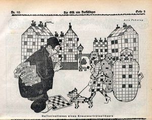 Des mots croisés en dessins dans le journal satirique autrichien Der Götz von Berlichingen (rubrique à brac de Daniel Dugne)