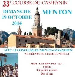 MENTON: 33e COURSE DU CAMPANIN Dimanche 19 octobre 2014