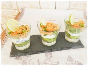 Verrines de saumon, avocat, fromage frais & ciboulette