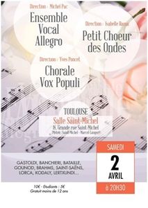 Concert à la Salle St Michel le 2 avril à 20h30
