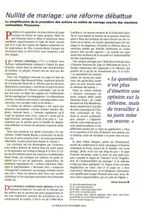 Nullité de mariage : une réforme débattue