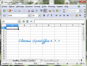 Interface d'accueil du Classeur (OOO 4.1.1)