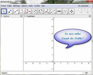 Interface d'accueil de GeoGebra
