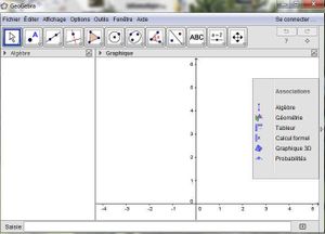Interface d'accueil de GeoGebra