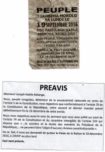 Préavis à Kabila
